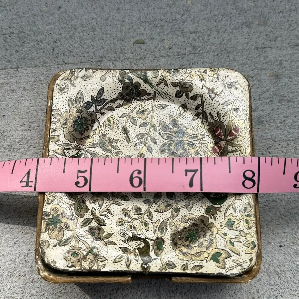 Vtg MCM Alcohol Proof Japan Coaster Set of 8 Floral Birds Paper Mache Barware‎